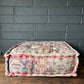 Handwoven Persian Medallion Style Pouffe - Beige & Coral Cotton Footstool